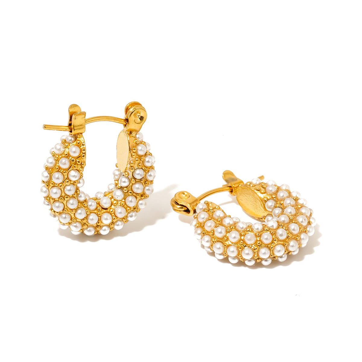 Hailey Huggie Pearl Earrings WATERPROOF Wholesale-Earrings-Pretty Simple
