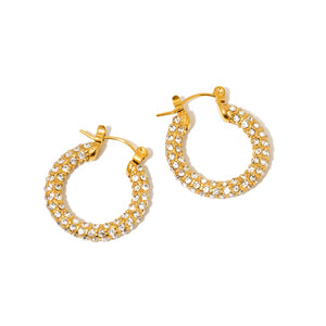 Lizzie Pave Hoops - WATERPROOF-Earrings-Pretty Simple