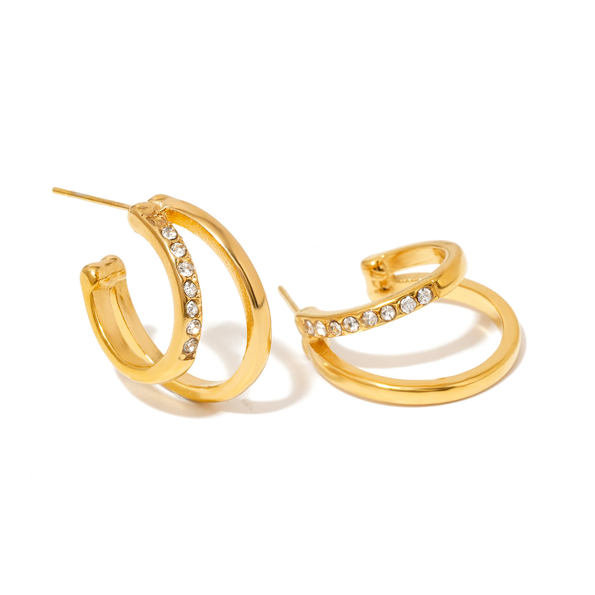 Stole The Show Crystal Double Hoop Earring Wholesale-Earrings-Pretty Simple