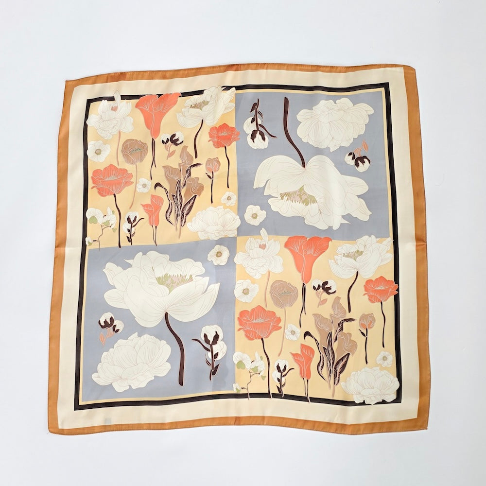 Fiona Floral Square Scarf-Hair Scarf-Pretty Simple