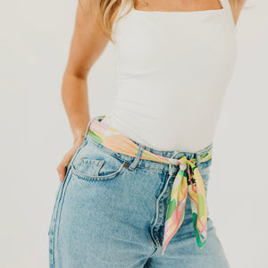 Cynthia Floral Square Scarf-Hair Scarf-Pretty Simple