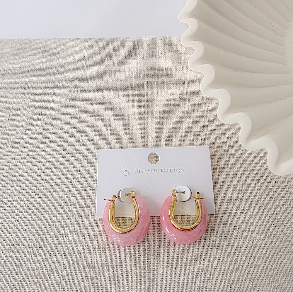 Frenchie Resin Hoop Earrings - WATERPROOF-Earrings-Pretty Simple