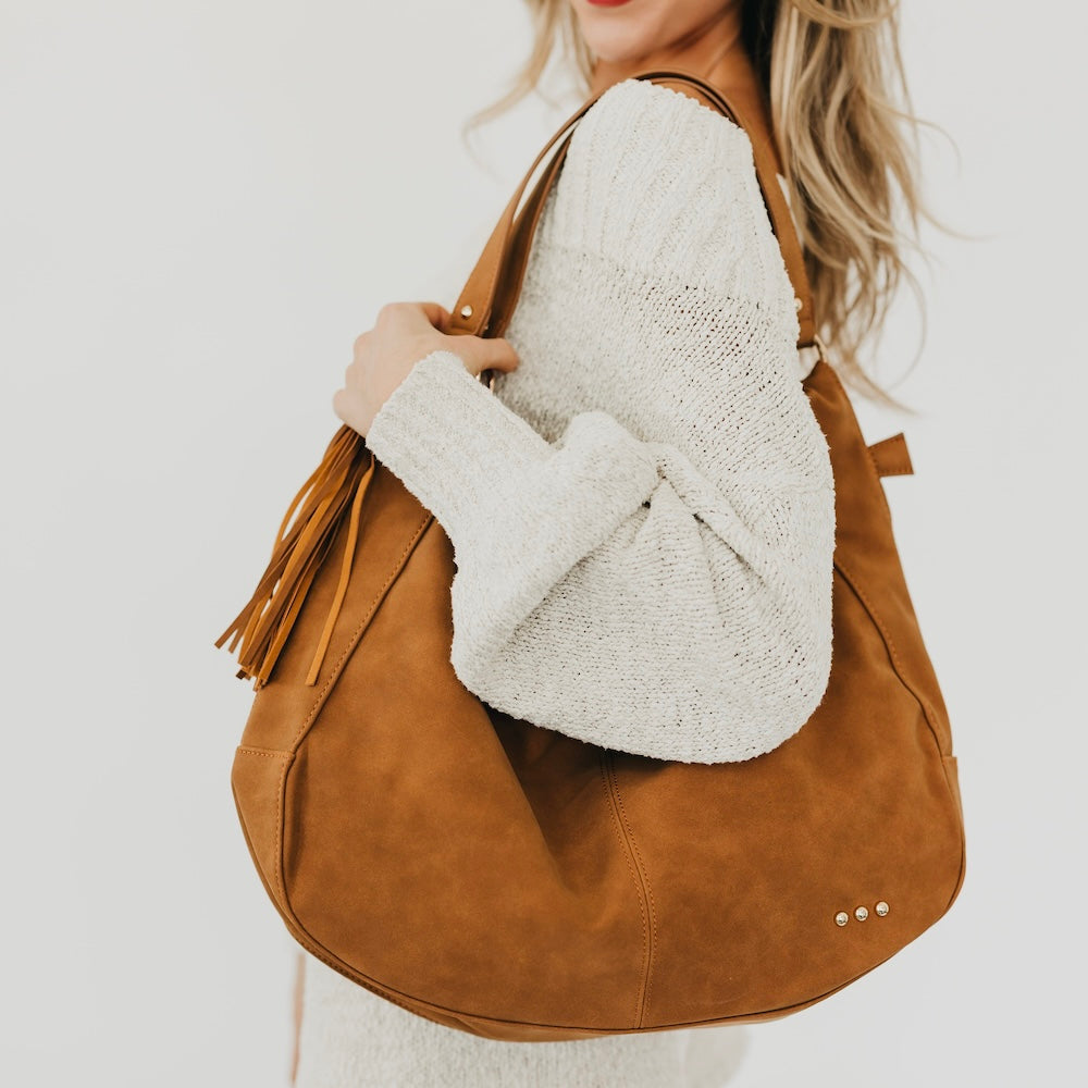 Hazel Hobo Shoulder Bag with Tassel-Shoulder Bag-Pretty Simple