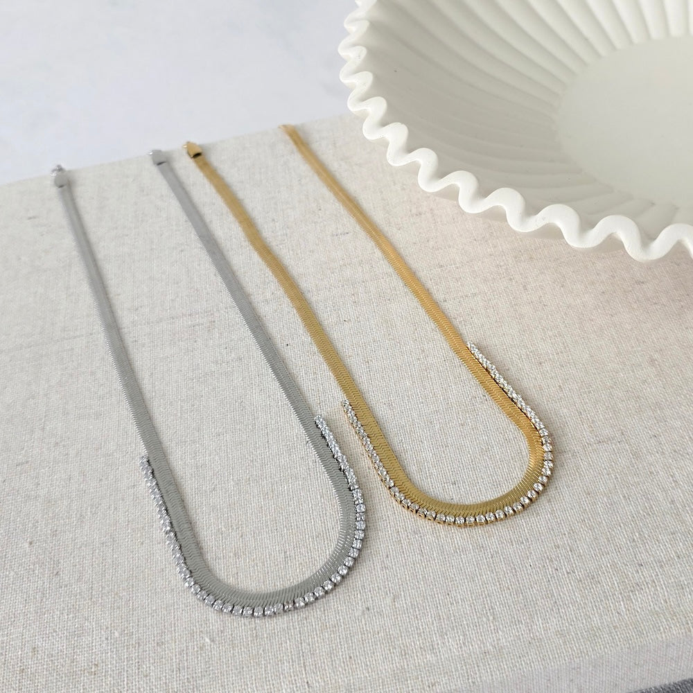Herringbone Tennis Necklace - WATERPROOF