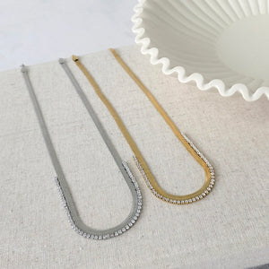 Herringbone Tennis Necklace - WATERPROOF