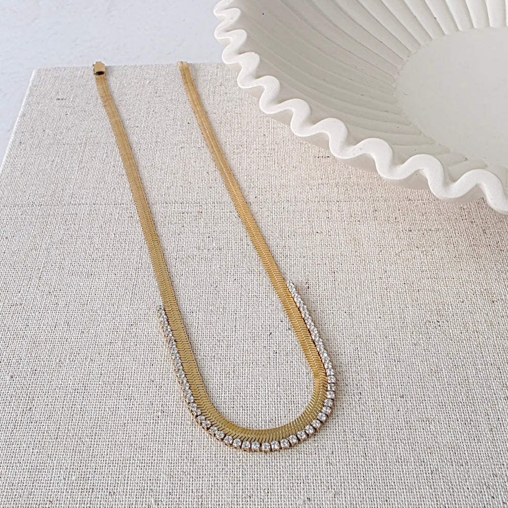 Herringbone Tennis Necklace - WATERPROOF-Necklace-Pretty Simple