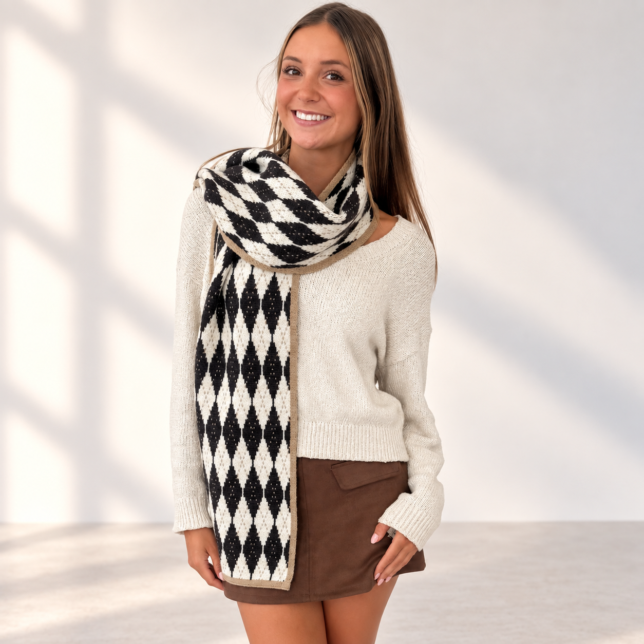 Gladys Diamond Checkered Scarf