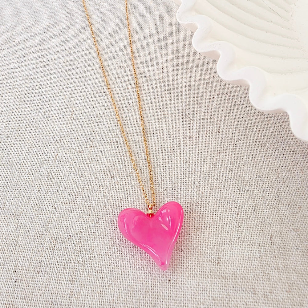 Jan Resin Heart Necklace - WATERPROOF-Necklace-Pretty Simple