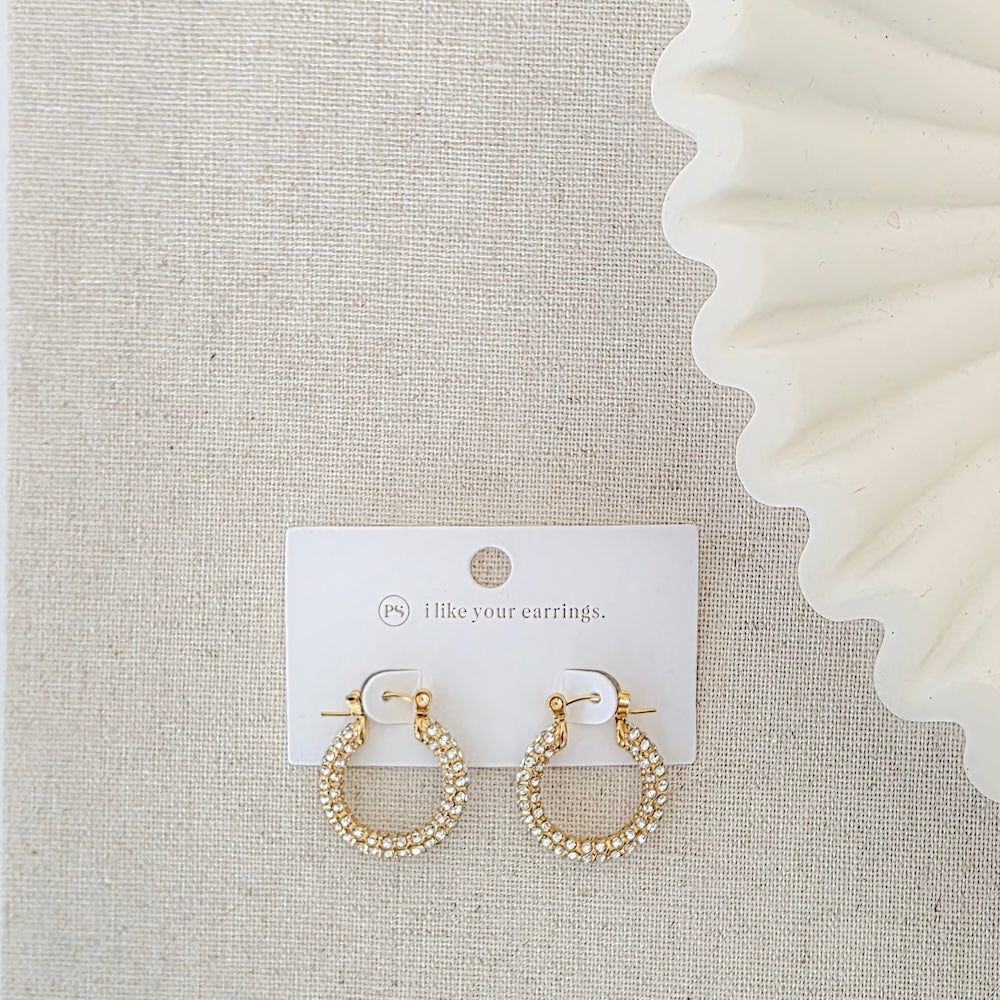 Lizzie Pave Hoops - WATERPROOF-Earrings-Pretty Simple