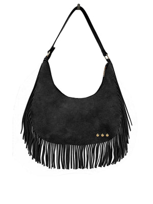 Loretta Suede Fringe Slouchy Bag-Shoulder Bag-Pretty Simple