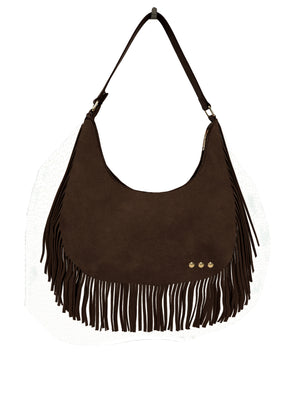Loretta Suede Fringe Slouchy Bag-Shoulder Bag-Pretty Simple