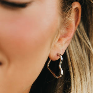 Love On My Mind Heart Hoop Earrings - WATERPROOF-Earrings-Pretty Simple