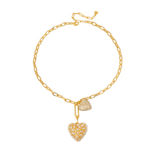 Double Take Pearl Heart Necklace - WATERPROOF-Necklace-Pretty Simple