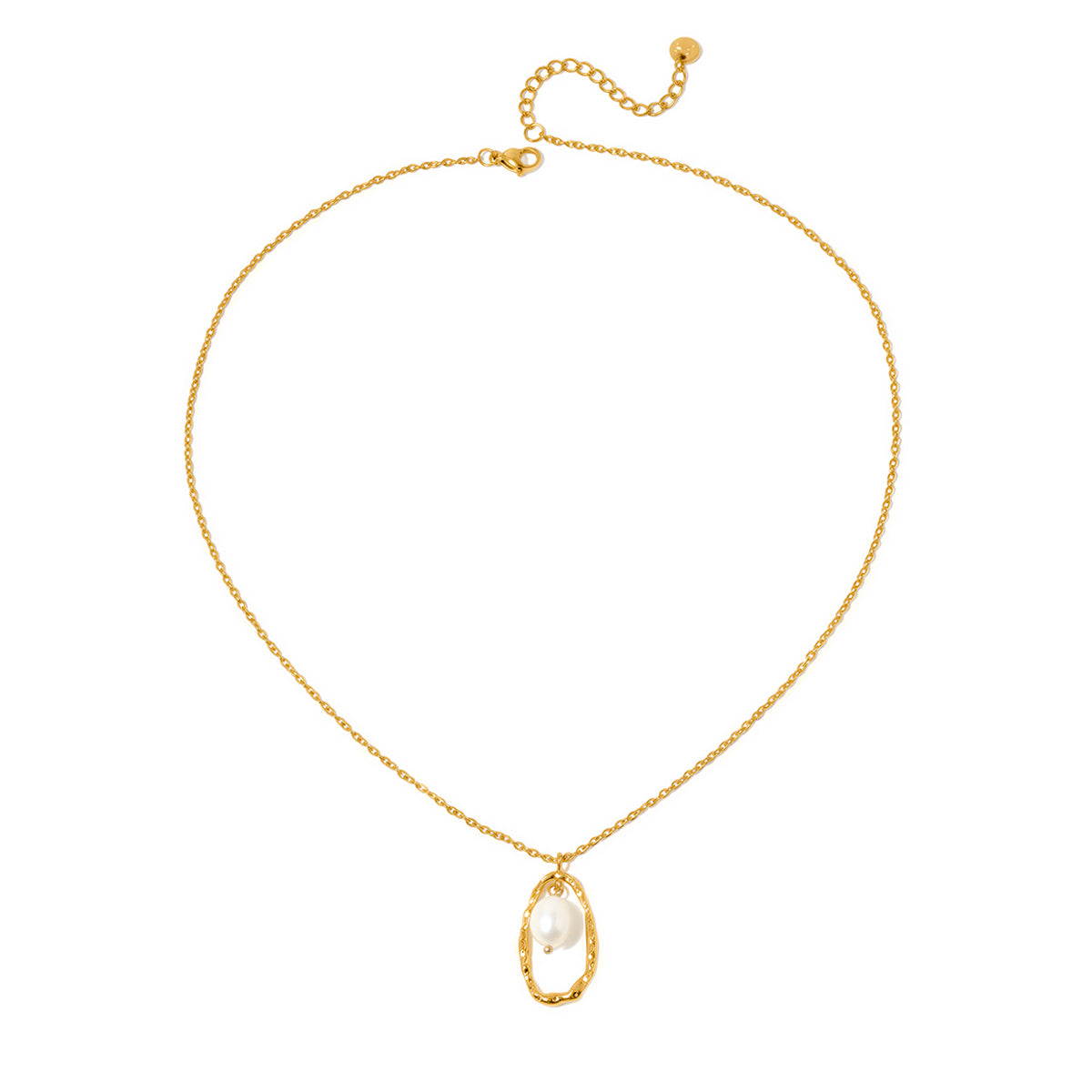 Drop Pearl Open Circle Pendant Necklace - WATERPROOF-Necklace-Pretty Simple