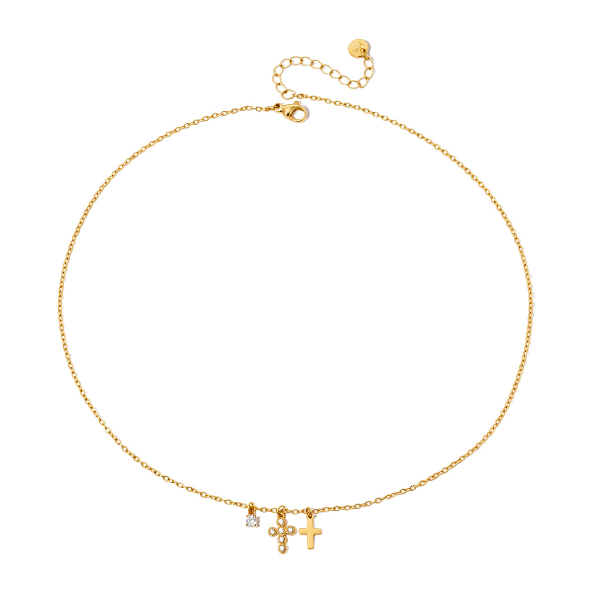 Petite Double Cross Necklace - WATERPROOF-Necklace-Pretty Simple