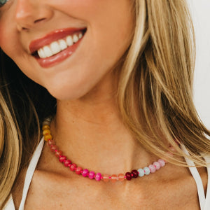 Ombre Semi-Precious Beaded Necklace - WATERPROOF-Necklace-Pretty Simple