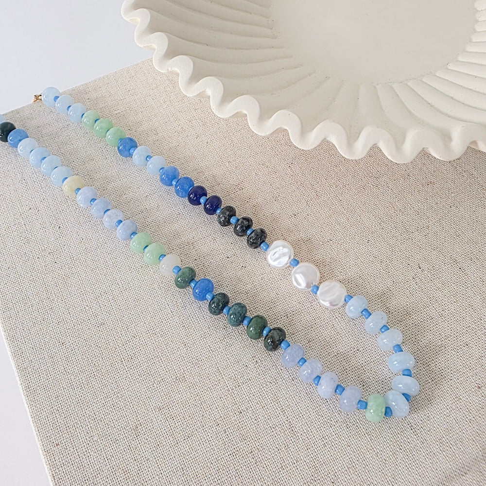 Ombre Semi-Precious Beaded Necklace - WATERPROOF-Necklace-Pretty Simple