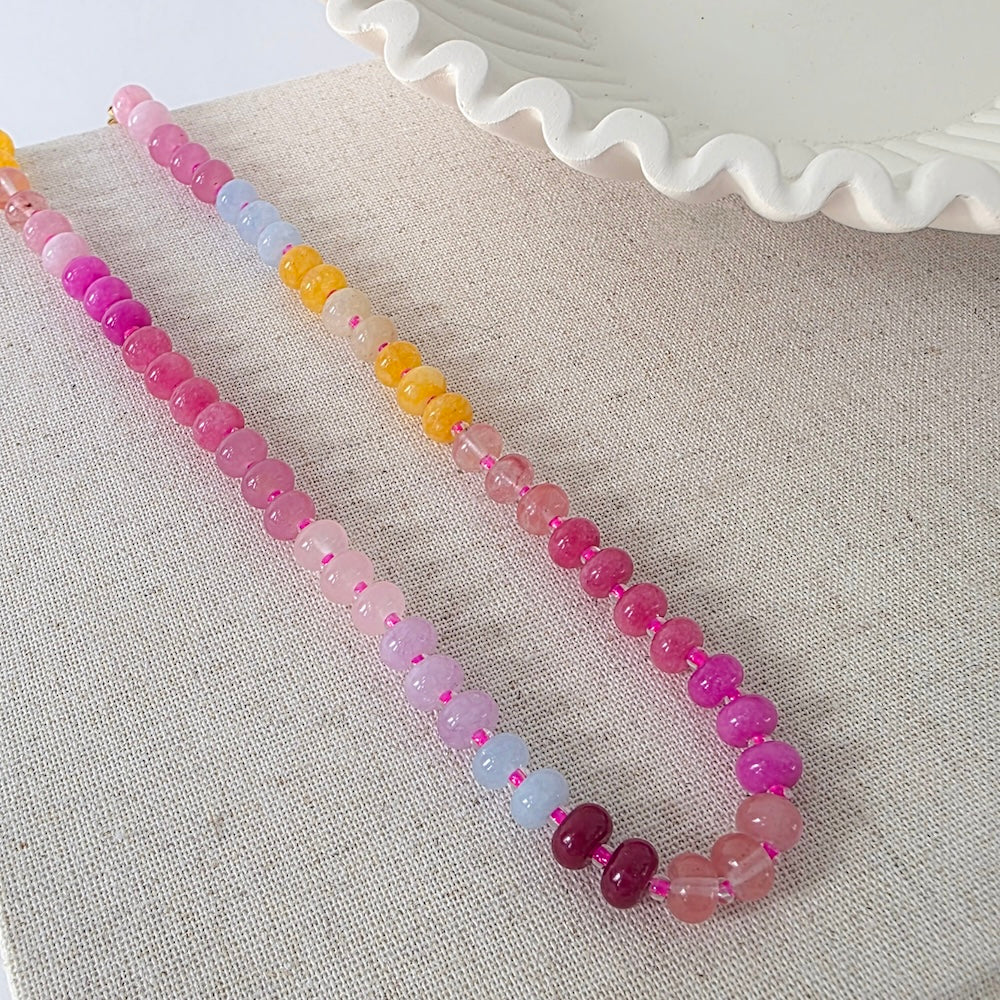 Ombre Semi-Precious Beaded Necklace - WATERPROOF-Necklace-Pretty Simple