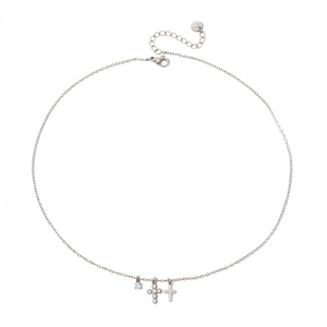 Petite Double Cross Necklace - WATERPROOF-Necklace-Pretty Simple