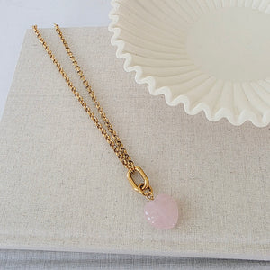 Rayna Rose Quartz Heart Necklace - WATERPROOF