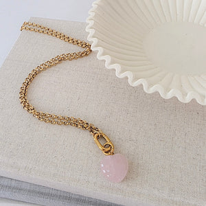Rayna Rose Quartz Heart Necklace - WATERPROOF