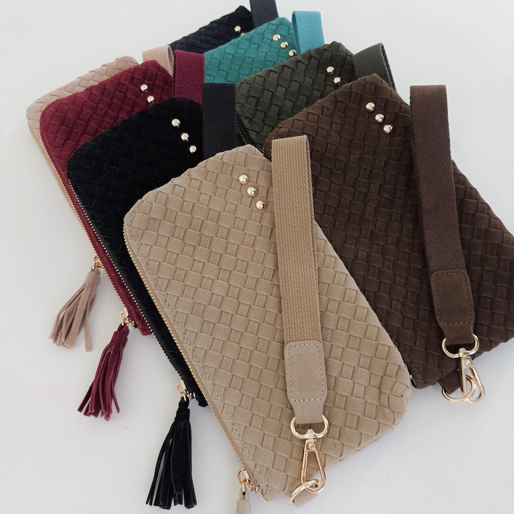 Suede Emma Woven Clutch Wristlet-Wristlet-Pretty Simple