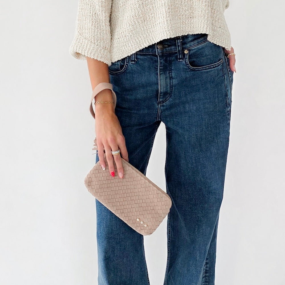 Suede Emma Woven Clutch Wristlet-Wristlet-Pretty Simple