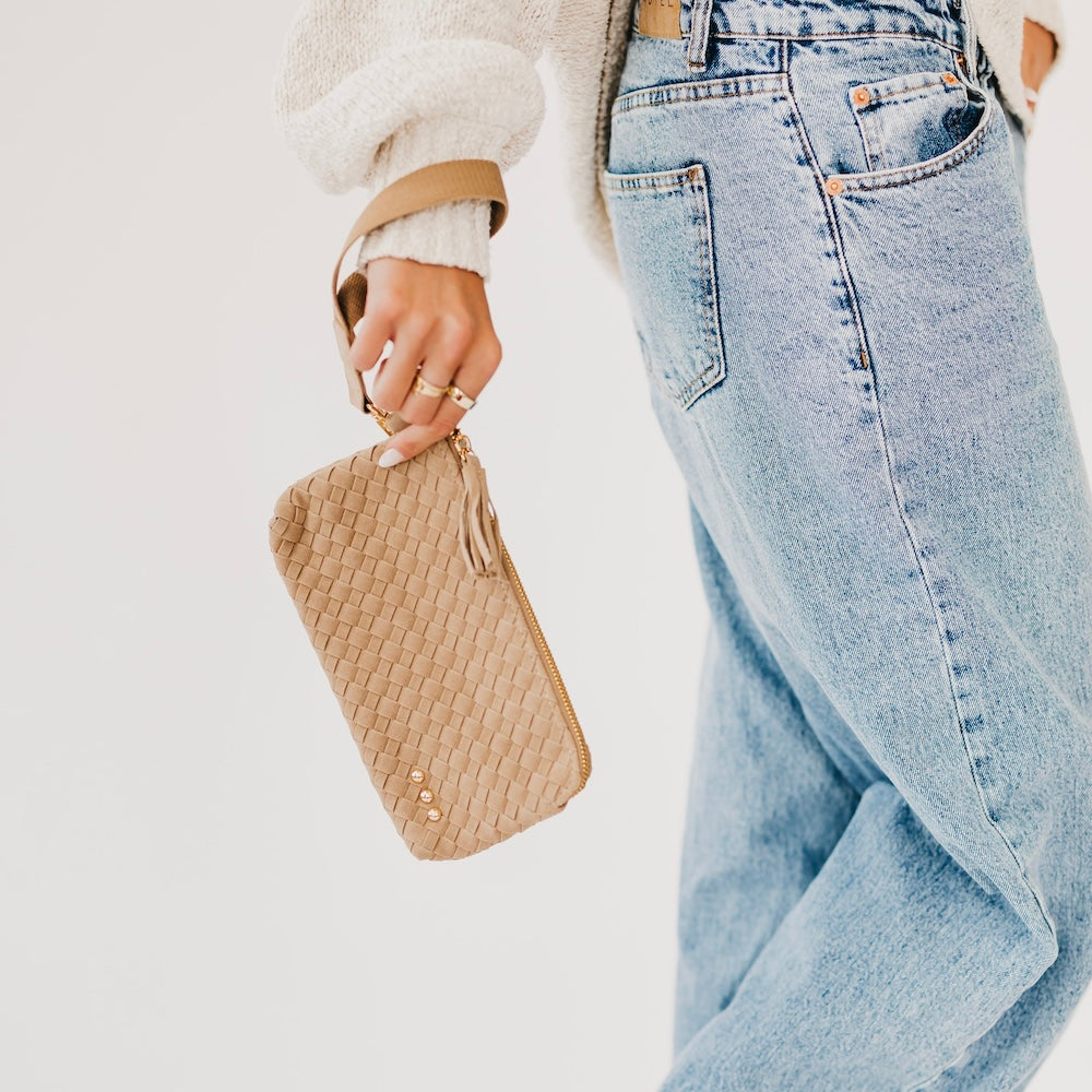 Suede Emma Woven Clutch Wristlet-Wristlet-Pretty Simple
