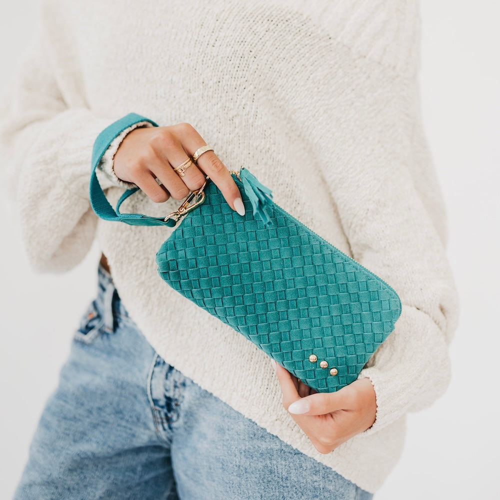 Suede Emma Woven Clutch Wristlet-Wristlet-Pretty Simple