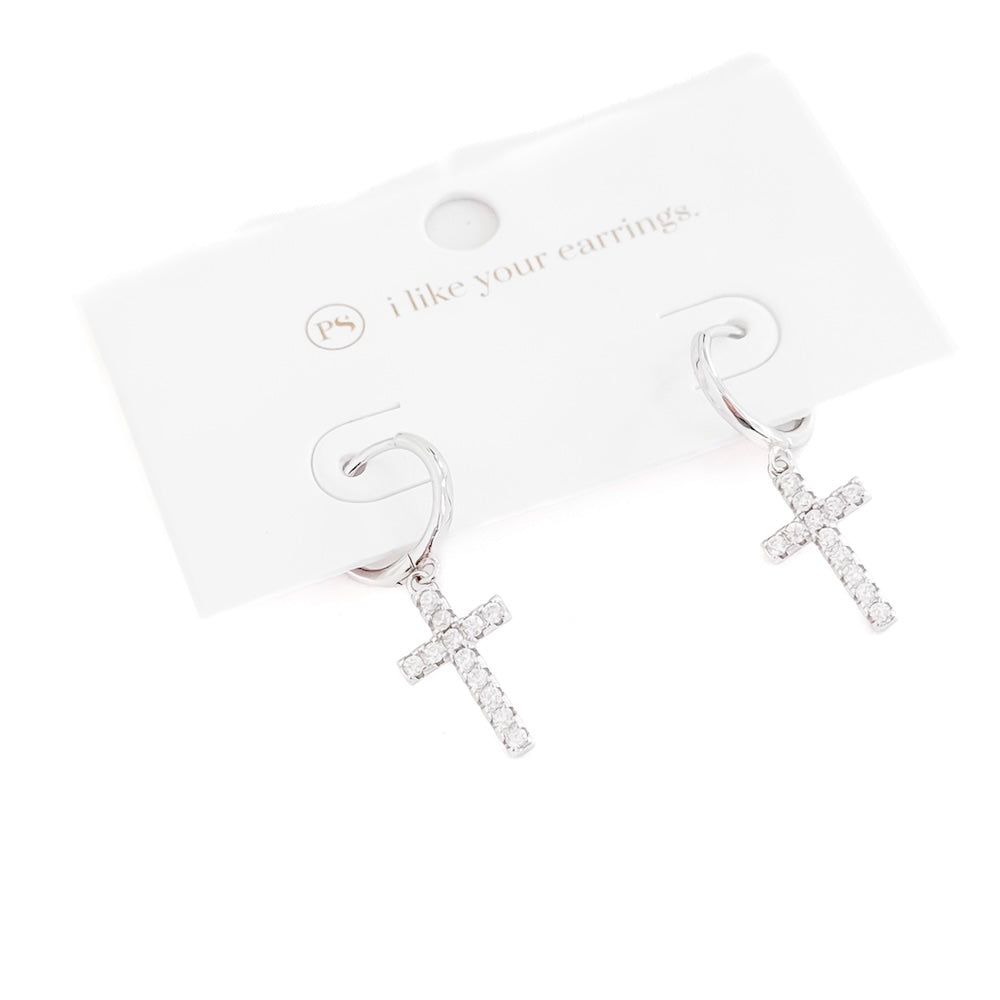 Taryn Diamond Cross Earrings - WATERPROOF-Earrings-Pretty Simple