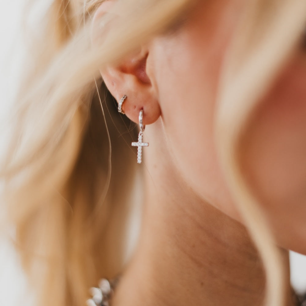 Taryn Diamond Cross Earrings - WATERPROOF-Earrings-Pretty Simple