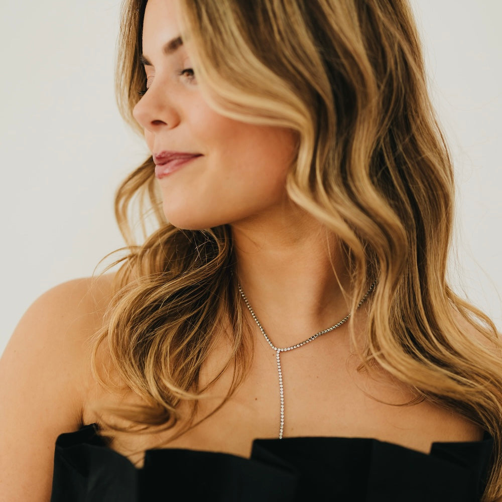 Tennis Lariat Necklace - WATERPROOF-Necklace-Pretty Simple