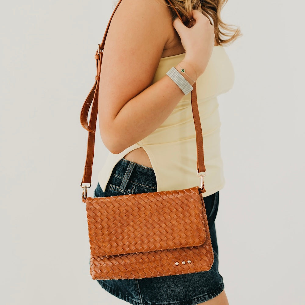 Wrenlee Woven Flap Crossbody-Crossbody Bag-Pretty Simple