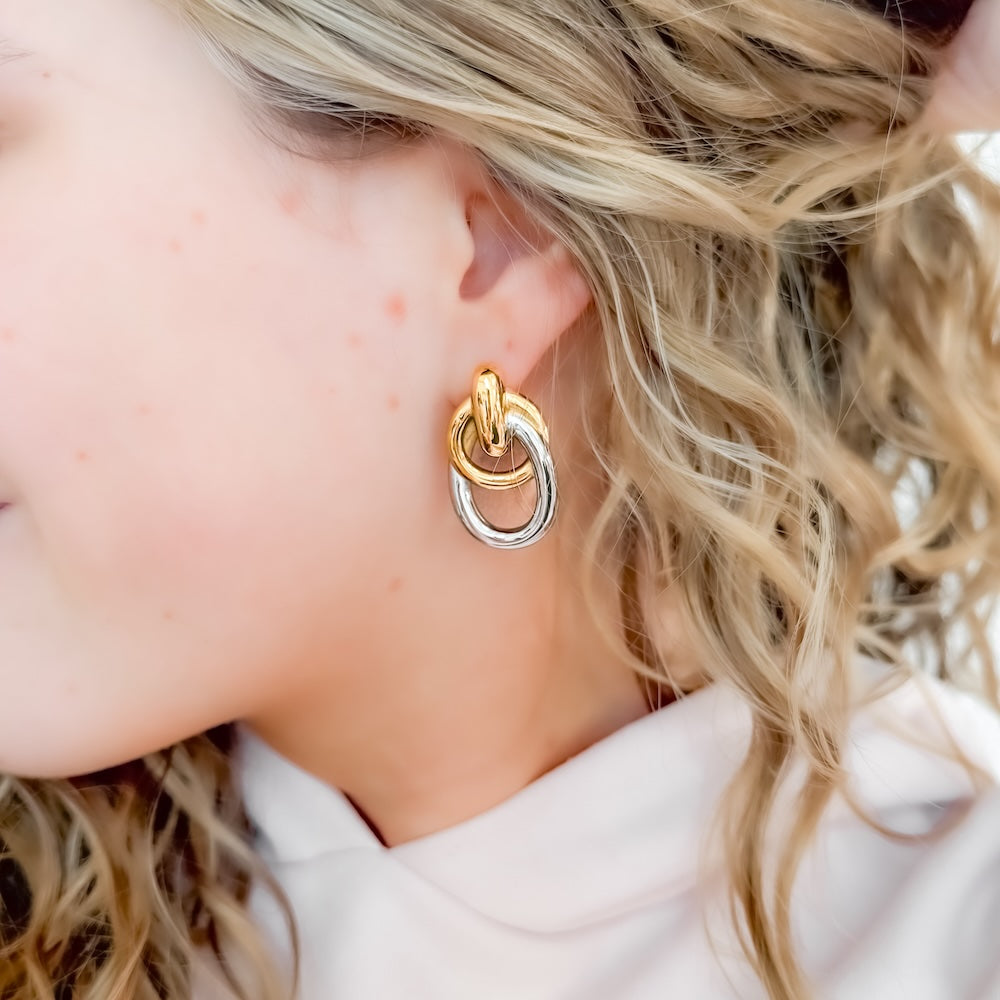 Adelle Two Tone Earrings-Earrings-Pretty Simple