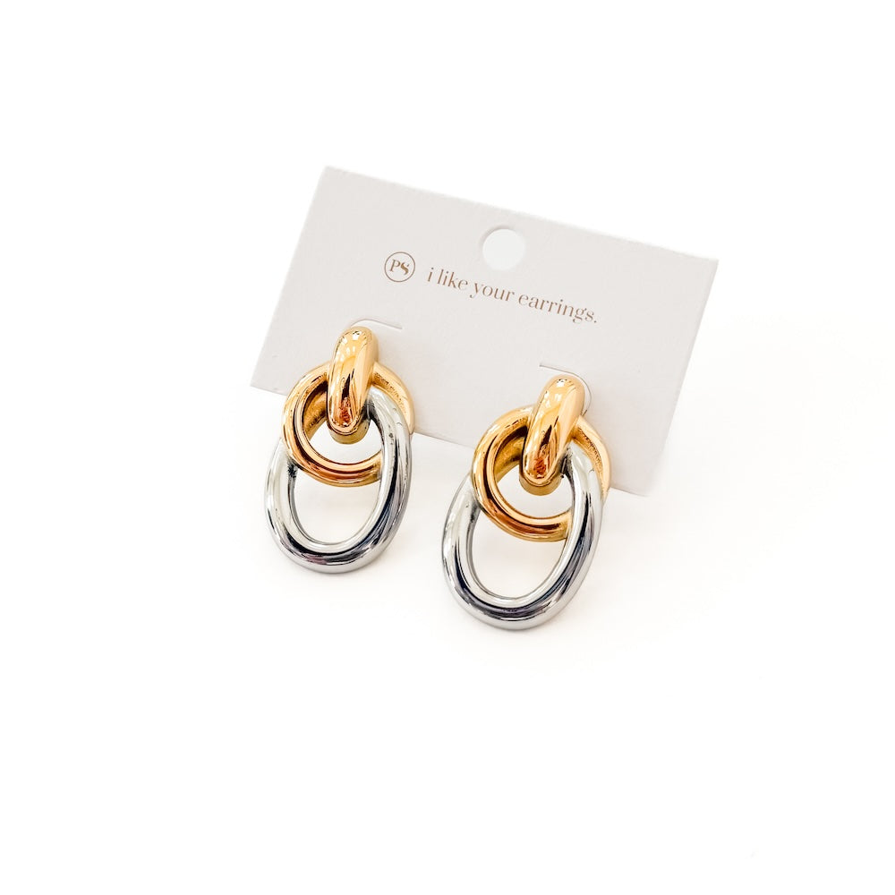 Adelle Two Tone Earrings-Earrings-Pretty Simple