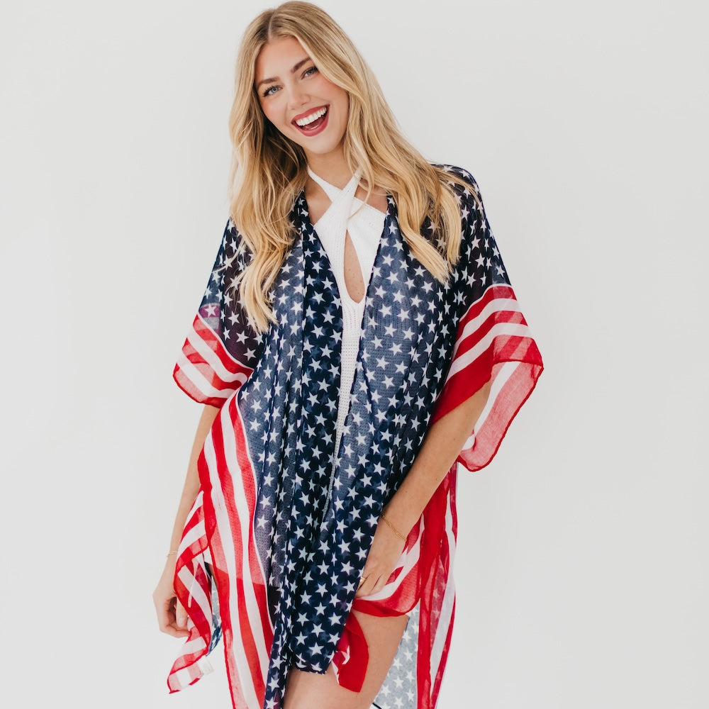 American Women USA Flag Kimono-Kimono-Pretty Simple