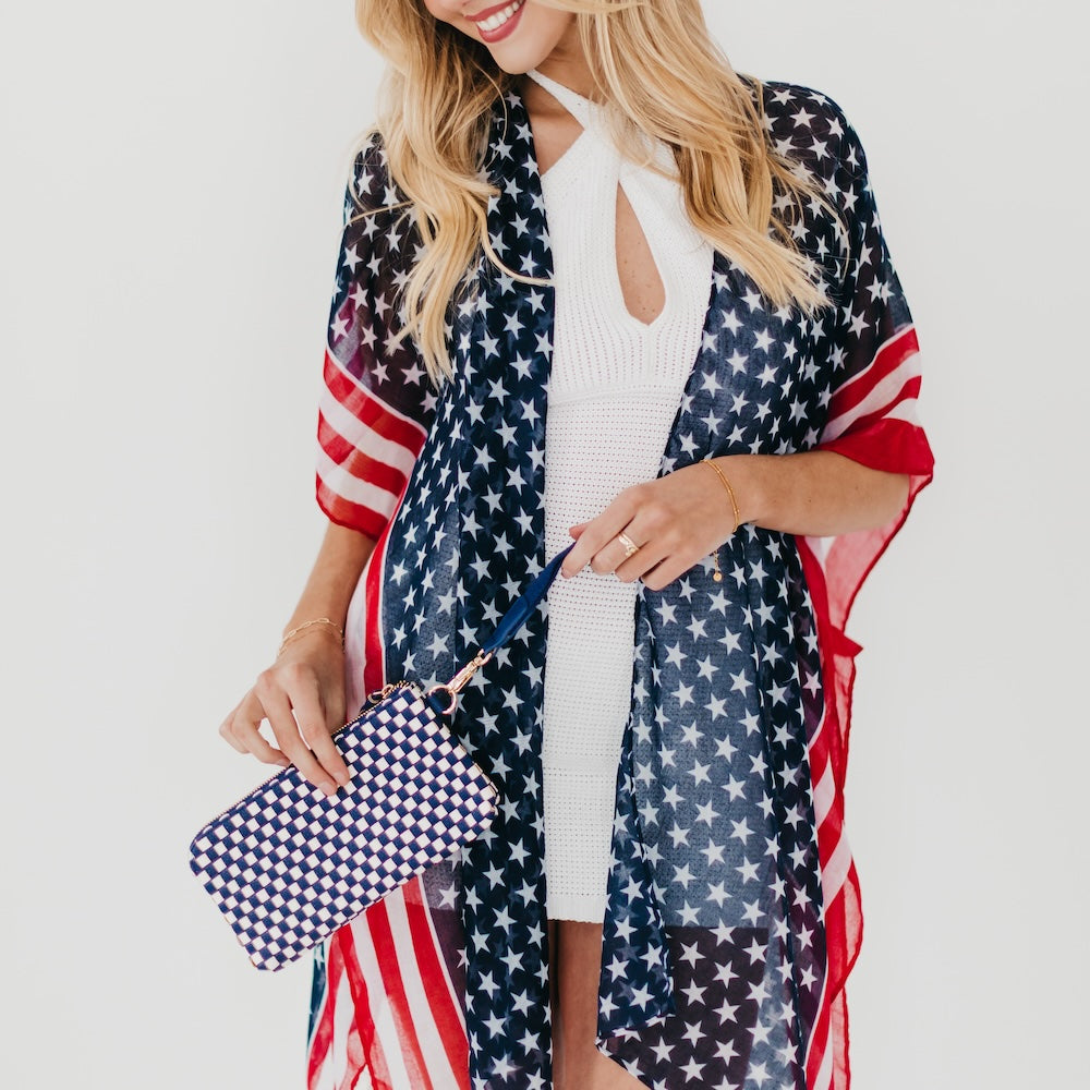 American Women USA Flag Kimono-Kimono-Pretty Simple