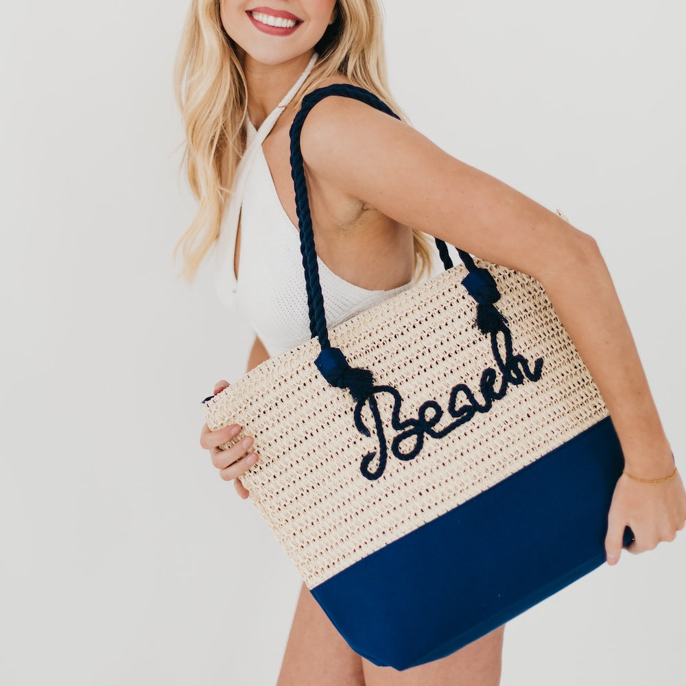 Beach Bum Raffia Tote Bag-Tote Bag-Pretty Simple