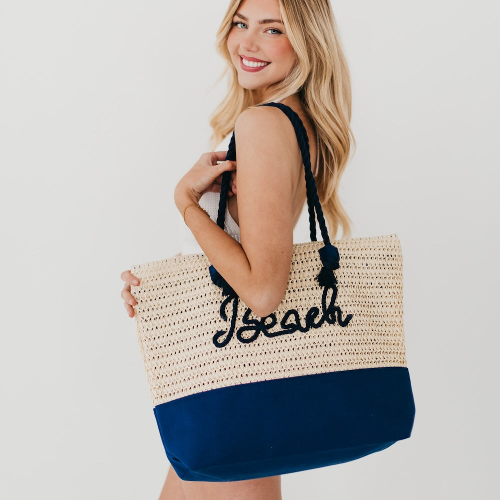 Beach Bum Raffia Tote Bag-Tote Bag-Pretty Simple