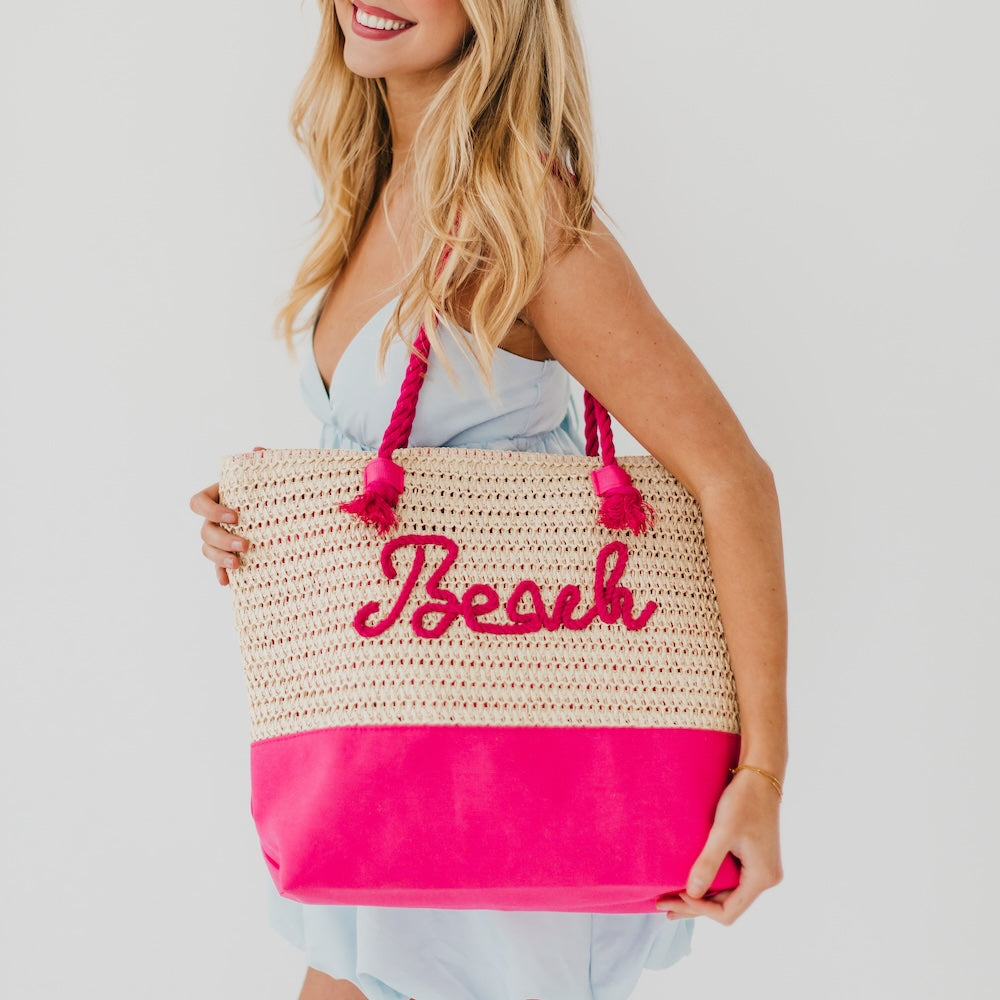 Beach Bum Raffia Tote Bag-Tote Bag-Pretty Simple