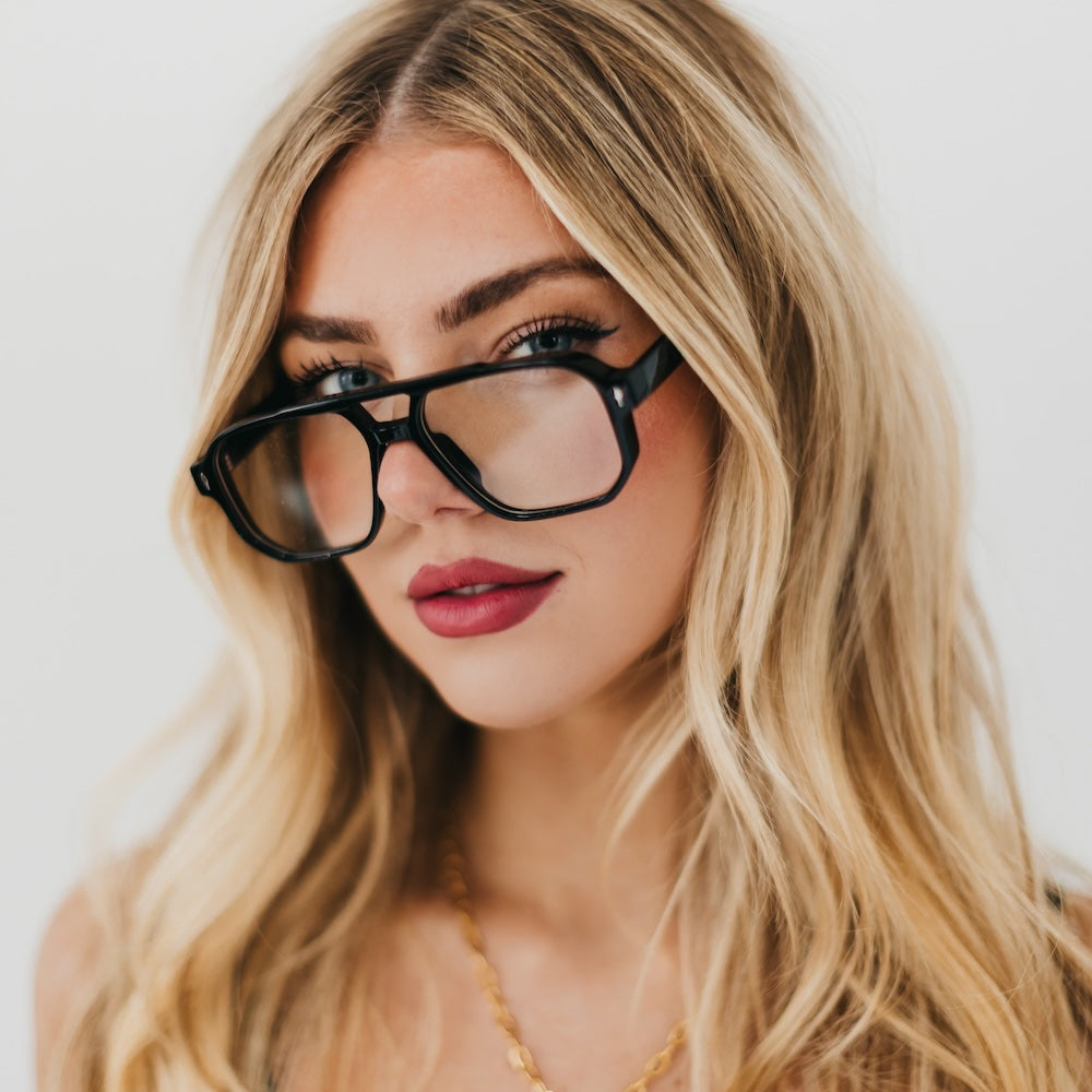 Black Retro Blue Light Glasses-Blue Light Glasses-Pretty Simple
