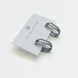 Braided Oval Hoop Earrings - WATERPROOF-Earrings-Pretty Simple