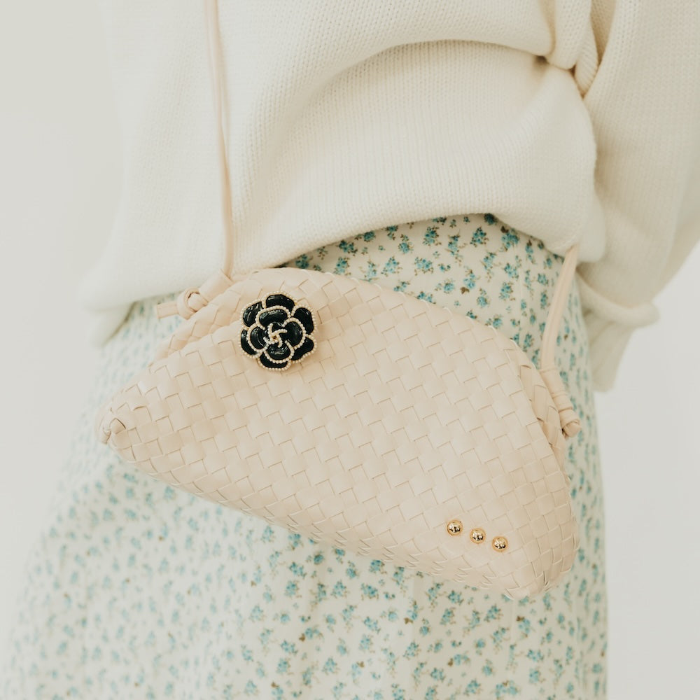 Black Flower Brooch with Pearl Trim - WATERPROOF-Brooches-Pretty Simple