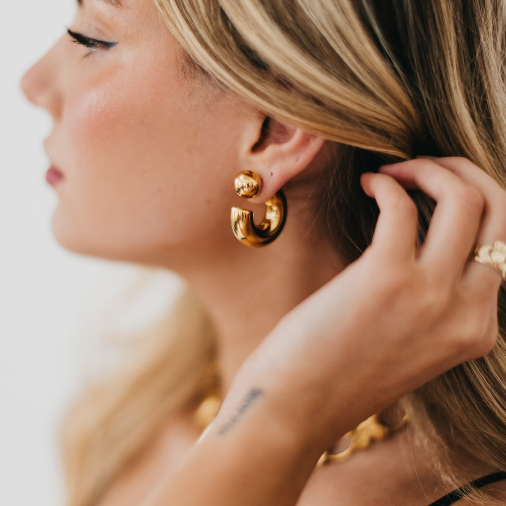 Caroline Reversible Hoop Earrings - WATERPROOF-Earrings-Pretty Simple