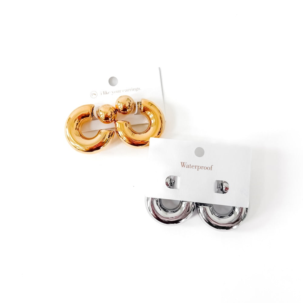 Caroline Reversible Hoop Earrings - WATERPROOF-Earrings-Pretty Simple