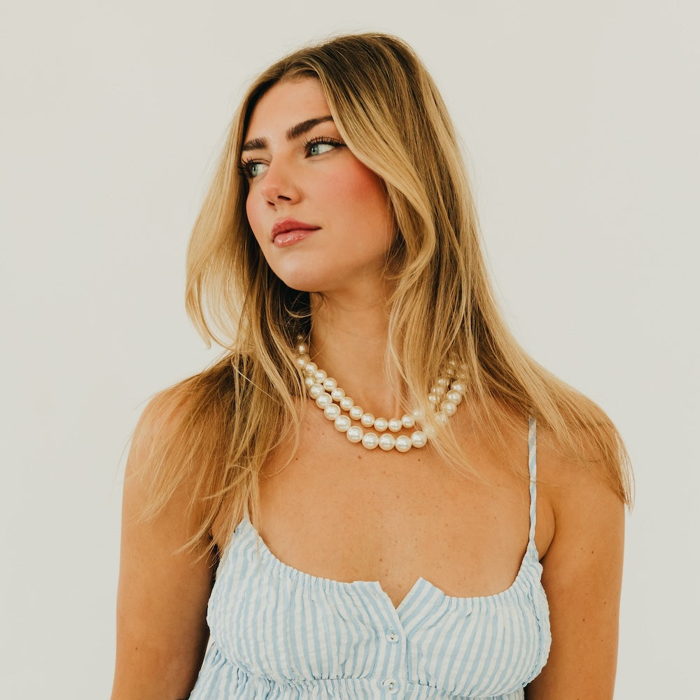 Chunky Three Piece Pearl Necklace - WATERPROOF-Necklace-Pretty Simple