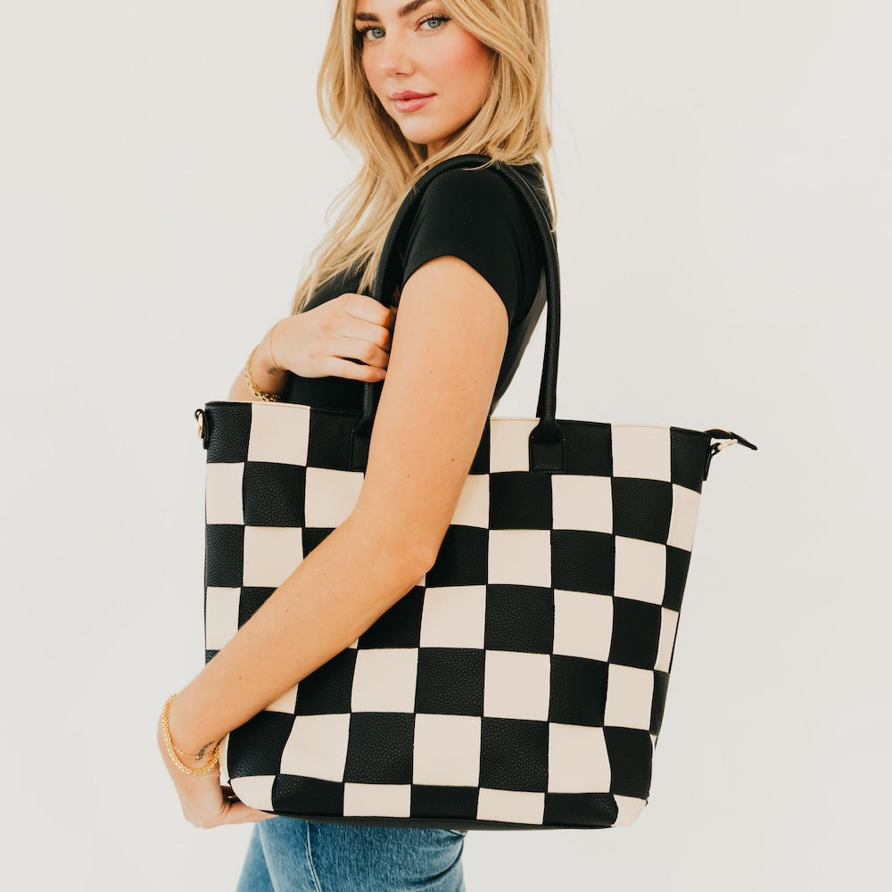 Courtney Checkered Tote-Tote Bag-Pretty Simple