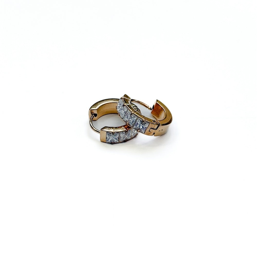 Demi Diamond Huggie Hoops - WATERPROOF-Earrings-Pretty Simple