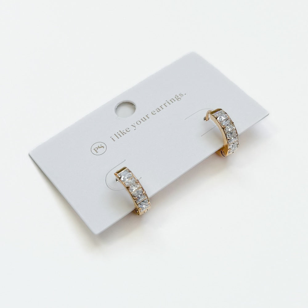 Demi Diamond Huggie Hoops - WATERPROOF-Earrings-Pretty Simple