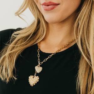 Double Take Pearl Heart Necklace - WATERPROOF-Necklace-Pretty Simple